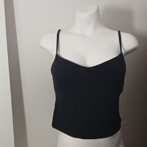 Women's Black Spaghetti Strap Crop Bra Top Size L